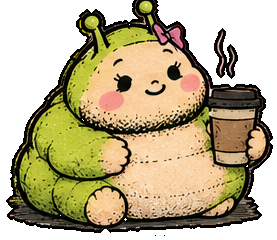Wurmpie met koffie bij de boekenplank